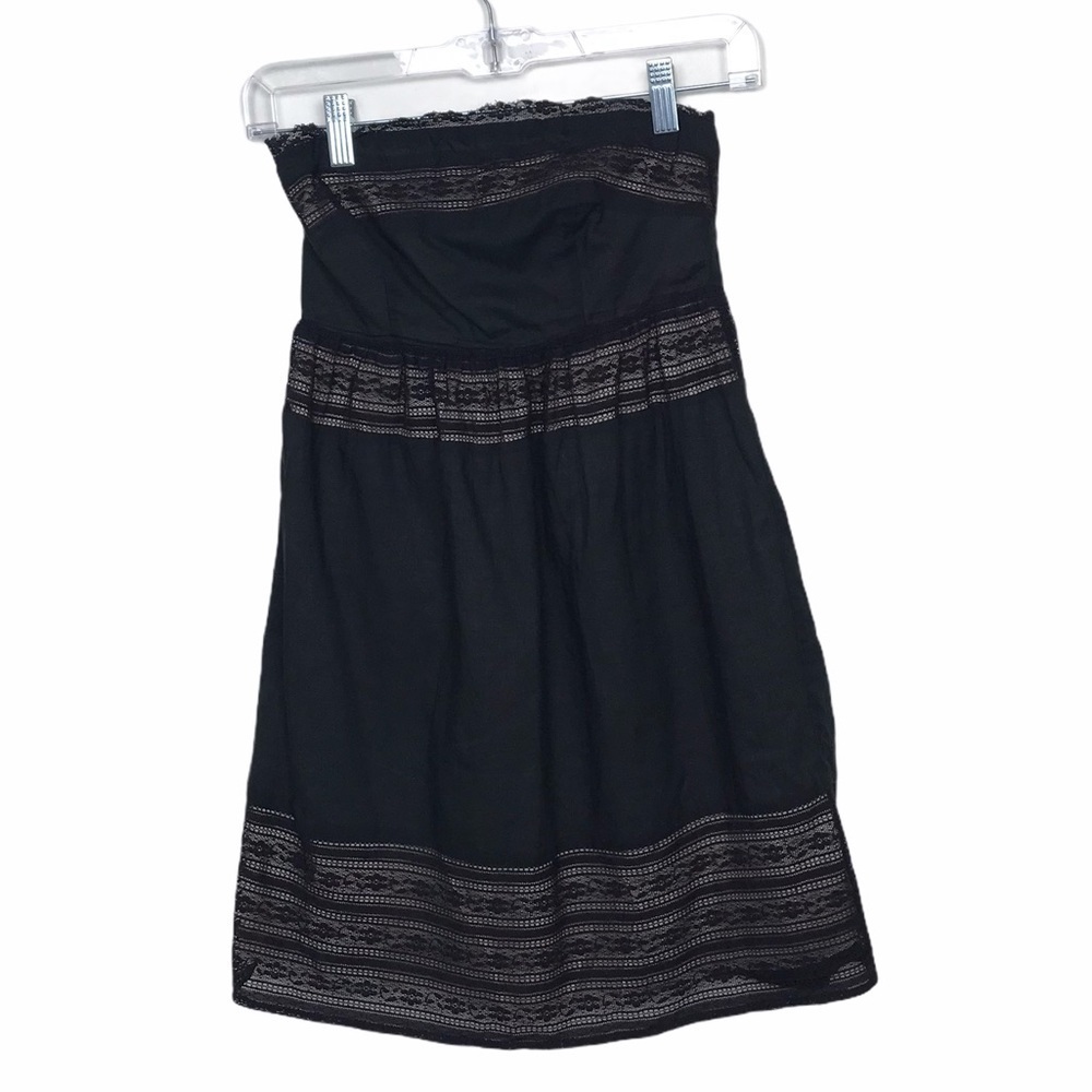 Pins and Needles Black Strapless Lace Mini Dress